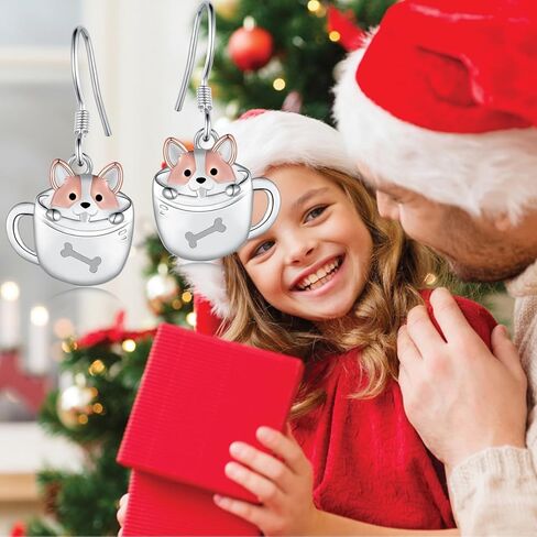 Corgi Earrings 925 Sterling Silver Cup Dog Dangle Earrings Cute Animal Corgi Jewelry Gift for Women Girls Daughter in Kuwait