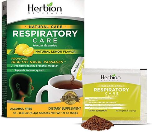 Herbion Naturals Respiratory Care Herbal Granules – 10 Ct for The Whole Family – Promotes Healthy Nasal Passages & Respiratory Function - Relieves Cold and Flu Symptoms – Supports Immune System in Saudi Arabia