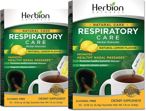 Herbion Naturals Respiratory Care Herbal Granules – 10 Ct for The Whole Family – Promotes Healthy Nasal Passages & Respiratory Function - Relieves Cold and Flu Symptoms – Supports Immune System in Saudi Arabia