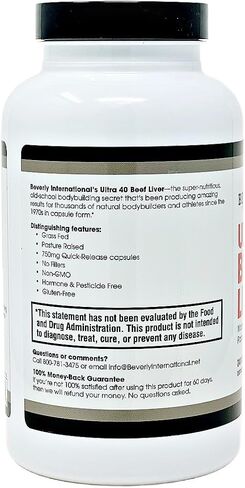 Beverly International Ultra 40 Grass Fed Desiccated Beef Liver, 500 Tab. Golden-era Secret for Boosting Muscle Growth, Stamina and Performance Naturally. Break through those sticking points-Endurance! in Kuwait