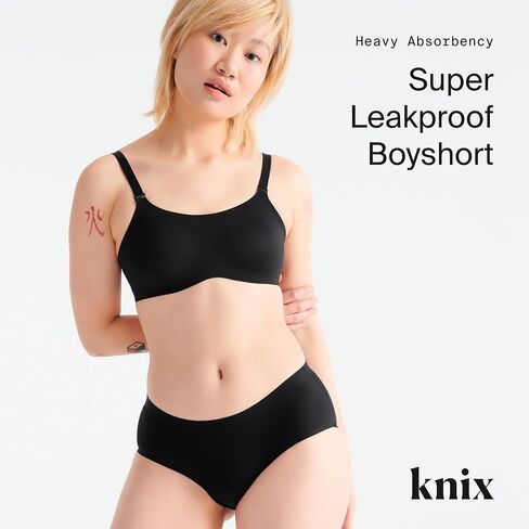 شورت KNIX فائق المقاومة للتسرب - ملابس داخلية للنساء - أسود، مقاس X-Large (3 عبوات) in Saudi Arabia