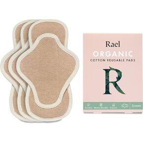 Rael Reusable Pads Menstrual, Organic Cotton Cover Pads - Postpartum Essential, Regular Absorbency, Thin Cloth Pads, Leak Free, Washing Machine Safe, Menstrual Pads with Wings (3 Count, Regular)