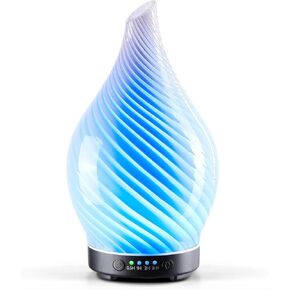 Porseme 280ml Essential Oil Diffuser 3D Hand-Blown Glass Aroma Diffusor, Aromatherapy Unltrasonic Cool Mist deffuser, 7 Color Changing Humidifier, Waterless Shut-Off, Timer Function for Home Office