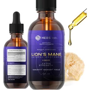Lions Mane Mushroom Supplement - Organic Lions Mane Extract - Herbs Brain Supplement - Natural Lion's Mane Drops - Immune Defense - Made in USA - Memory Supplement for Brain 4 Fl Oz