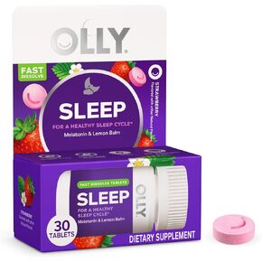 OLLY Sleep Fast Dissolve Tablets, 3mg Melatonin, Vegan, Strawberry - 30ct