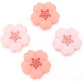 GeekShare 4PCS Cute Silicone Joycon Thumb Grip Caps,Kawaii Flower Shaped Joystick Cover Compatible with Nintendo Switch/OLED/Switch Lite (Sakura)