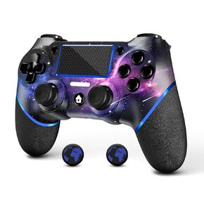 وحدة تحكم لاسلكية AceGamer لجهاز PS4 مع قبضتي إبهام، ووظيفة صوت 3.5 مم وتوربو، وعصا تحكم V2 Gamepad ذات تصميم مخصص باللون الأرجواني لجهاز PS4، متوافقة مع أجهزة PS4 وSlim وPro وWindows PC