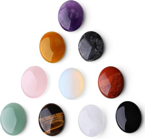 ZHIYUXI 5PCS Healing Crystals Amethyst Rose Quartz Clear Quartz Obisdian Green Aventurine Oval Stone Thumb Pocket Palm Gemstone Natural Quartz Worry Stone Anxiety Relief Meditation Therapy Stones in Saudi Arabia