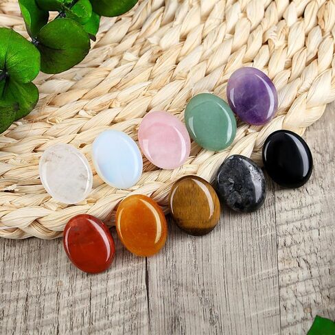 ZHIYUXI 5PCS Healing Crystals Amethyst Rose Quartz Clear Quartz Obisdian Green Aventurine Oval Stone Thumb Pocket Palm Gemstone Natural Quartz Worry Stone Anxiety Relief Meditation Therapy Stones in Saudi Arabia