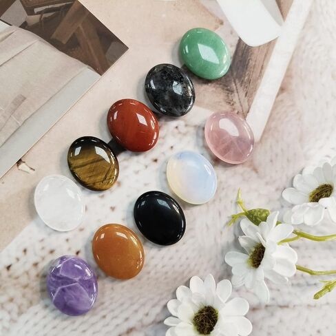 ZHIYUXI 5PCS Healing Crystals Amethyst Rose Quartz Clear Quartz Obisdian Green Aventurine Oval Stone Thumb Pocket Palm Gemstone Natural Quartz Worry Stone Anxiety Relief Meditation Therapy Stones in Saudi Arabia