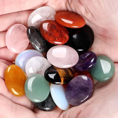 ZHIYUXI 5PCS Healing Crystals Amethyst Rose Quartz Clear Quartz Obisdian Green Aventurine Oval Stone Thumb Pocket Palm Gemstone Natural Quartz Worry Stone Anxiety Relief Meditation Therapy Stones in Saudi Arabia