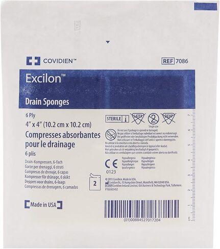 إسفنجة Excilon 7086، عبوة معقمة 2 في عبوة تقشير، 4 × 10 سم، 6 طبقات (عبوة من 50) - صندوق واحد in Kuwait