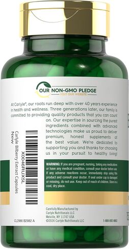 Carlyle Bilberry Extract Capsules | 3600mg | 200 Count | Vegetarian, Non-GMO, Gluten Free Fruit Supplement for Eye Health in Saudi Arabia