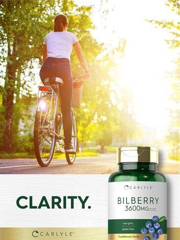 Carlyle Bilberry Extract Capsules | 3600mg | 200 Count | Vegetarian, Non-GMO, Gluten Free Fruit Supplement for Eye Health in Saudi Arabia