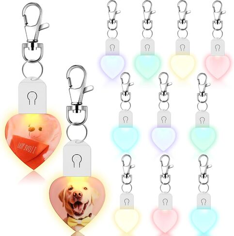 Tondiamo 10 Pcs LED Sublimation Blank Keychain Lighted Heart Shape Transfer Keychain Acrylic Heat Sublimation Blanks Key Rings Picture Key Chains for Christmas Valentine's Day DIY Art Craft Gifts in Saudi Arabia
