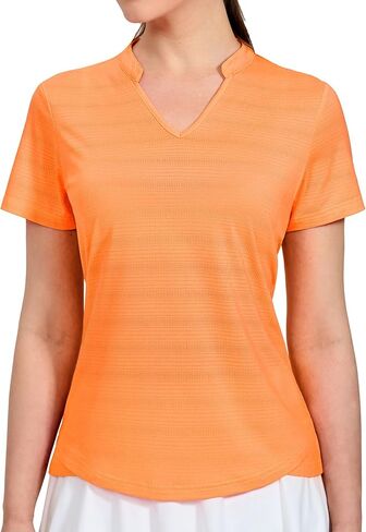 MIER Women's Golf Polo Shirts Collarless UPF 50+ Short Sleeve Tennis Running T-Shirts V-Neck in Kuwait