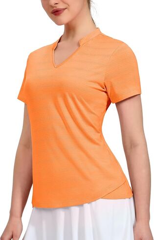 MIER Women's Golf Polo Shirts Collarless UPF 50+ Short Sleeve Tennis Running T-Shirts V-Neck in Kuwait