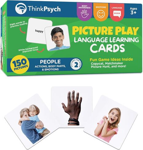 ThinkPsych First Nouns Picture Play Cards | Award Winning | 4 Fun Games & 150 Picture Cards for Speech Development | Autism and Speech Therapy Materials | Best Flash Cards for Toddlers and Homeschool in Saudi Arabia