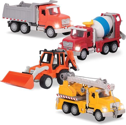 Driven by Battat – Construction Vehicles for Kids – Toddler Trucks – Set of 4 Toy Trucks – Lights & Sounds Cars & Trucks – Micro Fleet – 3 Years + in Saudi Arabia
