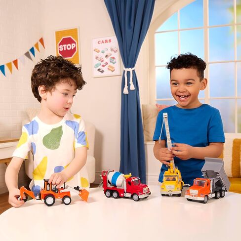 Driven by Battat – Construction Vehicles for Kids – Toddler Trucks – Set of 4 Toy Trucks – Lights & Sounds Cars & Trucks – Micro Fleet – 3 Years + in Saudi Arabia
