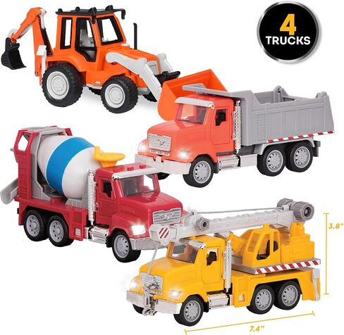 Driven by Battat – Construction Vehicles for Kids – Toddler Trucks – Set of 4 Toy Trucks – Lights & Sounds Cars & Trucks – Micro Fleet – 3 Years + in Saudi Arabia