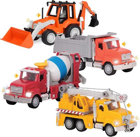 Driven by Battat – Construction Vehicles for Kids – Toddler Trucks – Set of 4 Toy Trucks – Lights & Sounds Cars & Trucks – Micro Fleet – 3 Years + in Saudi Arabia