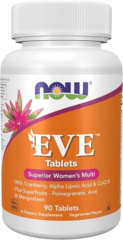NOW Supplements، فيتامينات Eve™ النسائية المتعددة مع التوت البري وحمض ألفا ليبويك ومرافق الإنزيم Q10، بالإضافة إلى الفواكه الفائقة - الرمان والأكاي والمانغوستين، 180 قرصًا in Saudi Arabia