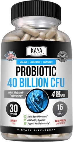 Kaya Naturals Probiotic 40 Billion CFU | Probiotics for Women, Probiotics for Men and Adults, Natural | Gut Health & Immune Support Supplement | Provides Digestive Support | 60 Vegetable Capsules in Saudi Arabia