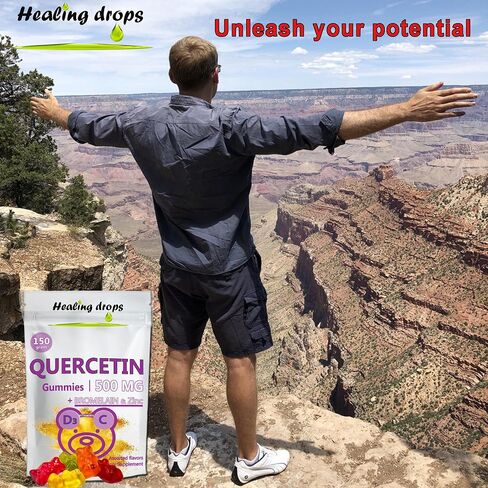 Quercetin with Bromelain Gummies - Vitamin C + Zinc + Vitamin D3 - Quercetin 500mg Gummies for Kids and Adults (2 Packs) in Saudi Arabia