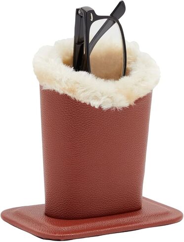 2 Pack Faux Leather Eyeglass Holder Stand with Plush Lining for Desk, Nightstand, Gray and Champagne (4.5 x 5 In) in Saudi Arabia