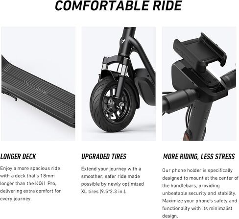 سكوتر كهربائي NIU KQi3 Max، محمول، قابل للطي، قوة 450 وات، مدى طويل 40 ميلاً، أقصى سرعة 23.6 ميل في الساعة، 25% تسلق التلال، 265 رطل أقصى حمل، إطارات ذاتية الشفاء للبالغين، معتمد من UL in Kuwait