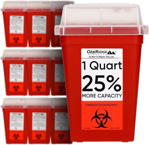 OakRidge Products 1 Quart Size (Pack of 5) Needle and Syringe Disposal Container in Kuwait