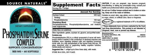 Source Naturals Phosphatidyl Serine Complex Stabilized Enzyme Supplement 500mg - 30 Softgels in Saudi Arabia