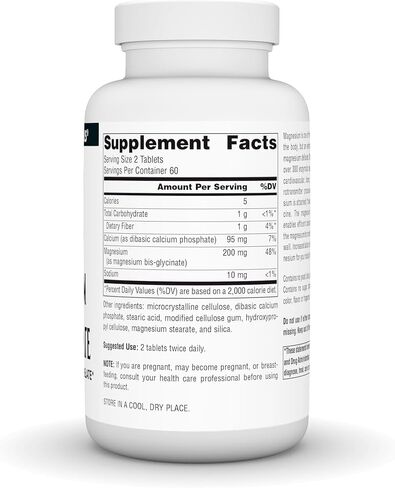 Source Naturals مغنيسيوم بيس جليسينات - يدعم صحة القلب والأوعية الدموية والعضلات - 120 قرصًا in Saudi Arabia