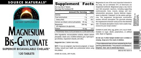 Source Naturals مغنيسيوم بيس جليسينات - يدعم صحة القلب والأوعية الدموية والعضلات - 120 قرصًا in Saudi Arabia