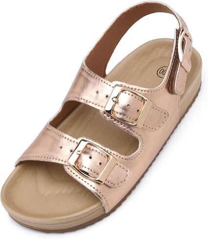 Girls Boys Sandal Adjustable Double Buckle Casual Flat Open Toe Lightweight Summer Shoes Hook Loop Sandal for Toddler Little Big Kid in Kuwait