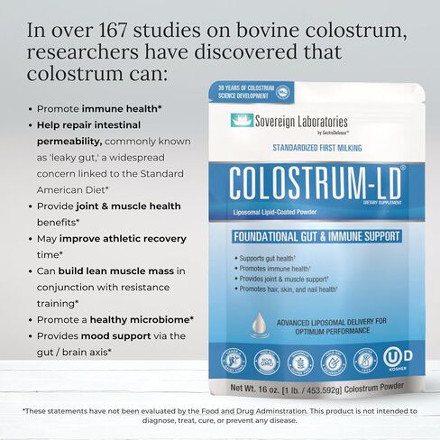 Colostrum-LD Liposomal Delivery - Colostrum Powder - Gluten-Free, Lactose-Reduced - 34 Servings - Sovereign Laboratories - 6 oz Vanilla in Saudi Arabia