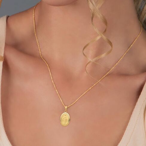 14k Gold Miraculous Medal Pendant Fine Jewelry for Women in Saudi Arabia