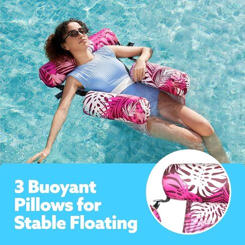 Sloosh Pool Float Hammock Chairs,Tropical Pattern Adult Water Floating, Inflatable Lounge Chair for Pool Party Summer Fun in Kuwait
