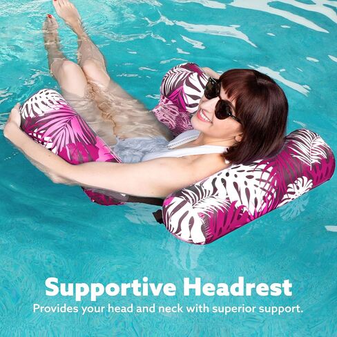 Sloosh Pool Float Hammock Chairs,Tropical Pattern Adult Water Floating, Inflatable Lounge Chair for Pool Party Summer Fun in Kuwait