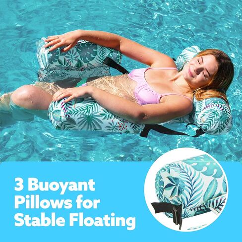 Sloosh Pool Float Hammock Chairs,Tropical Pattern Adult Water Floating, Inflatable Lounge Chair for Pool Party Summer Fun in Saudi Arabia