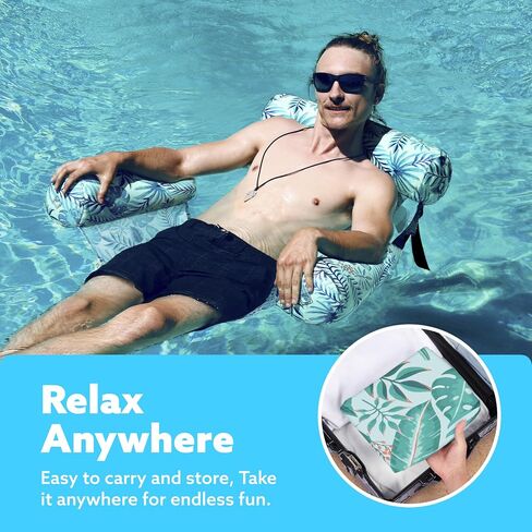 Sloosh Pool Float Hammock Chairs,Tropical Pattern Adult Water Floating, Inflatable Lounge Chair for Pool Party Summer Fun in Saudi Arabia