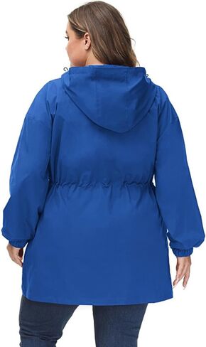 Hanna Nikole Women's Plus Size Long Hooded Raincoat Lightweight Waterproof Windbreaker Jacket in Saudi Arabia