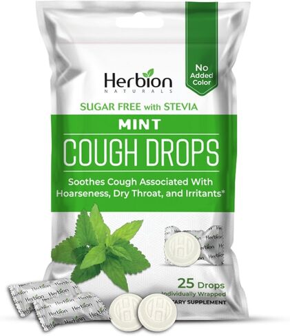 Herbion Naturals Sugar Free Cough Drops 108 Counts Mint Flavor (Pack of 6, 18 Counts per Pack) in Saudi Arabia
