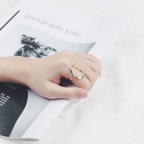 Oval Round Loop Open Statement Sterling Silver Ring for Women Girls Men Minimalist Geometic Circle Wedding Eternity Band Adjustable Knuckle Rings Fashion Jewelry in Saudi Arabia