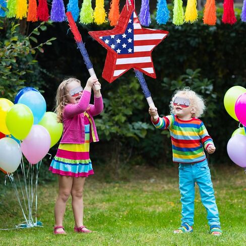 Hicarer Patriotic Hat Pinata with Red White Blue Pinata Stick Blindfold and Pentagram Confetti for Kids Adult Memorial Day 4th of July Independence Day Patriotic Party Decorations Supplies, 14 Inch in Saudi Arabia