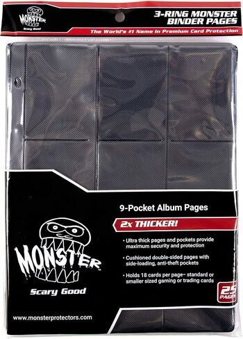 Monster 9 Pocket Trading Card Album with 20 Theft Deterrent, Padded Pages for Extra Protection - Holds 360 TCGs - Compatible with Yugioh, MTG, Magic The Gathering, Pokémon & Sport Cards- Matte Black in Saudi Arabia