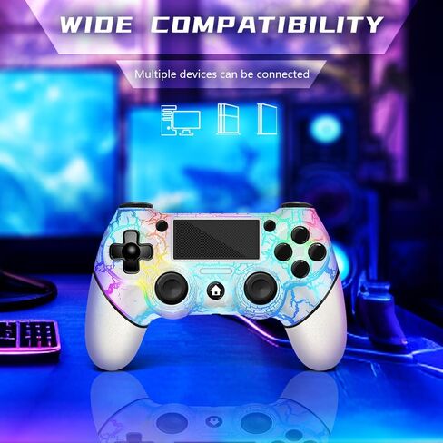 وحدة تحكم لاسلكية AceGamer لجهاز PS4 مع قبضتي إبهام، ووظيفة صوت 3.5 مم وتوربو، وعصا تحكم V2 Gamepad ذات تصميم مخصص باللون الأرجواني لجهاز PS4، متوافقة مع أجهزة PS4 وSlim وPro وWindows PC in Kuwait