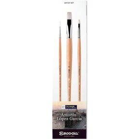 Escoda Signature Series Artist Watercolor Brush Set, Nicholas Simmons Set #1, Barroco Synthetic Gold Toray, Size (Round( 8, 12, 20 in Kuwait