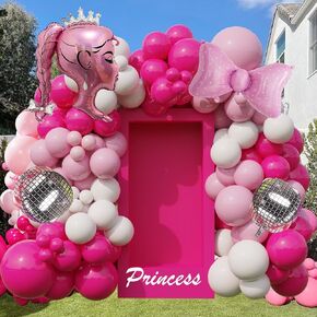 Hot Pink Come On Let'S Go Party Glitter Paper Banner Princess Bachelorette Party Decorations Bling Pink Heart Crown Doll Head Girl Banner Backdrop Women Girl 21St Birthday Princess Themed Party Decor in Kuwait